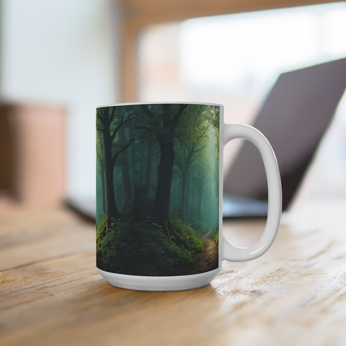 Serene Forest Path Mug - 15oz Coffee Cup for Nature Lovers