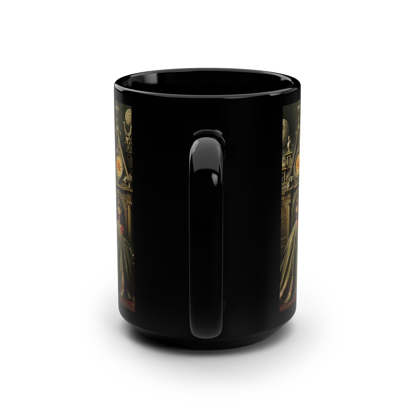 Gothic Elegance Black Mug - 15oz, Victorian Lady Design